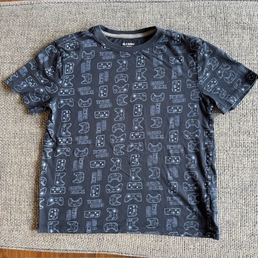 Old Navy Kids Gamer Shirt Navy Blue Size L 10-12 Game On Tee